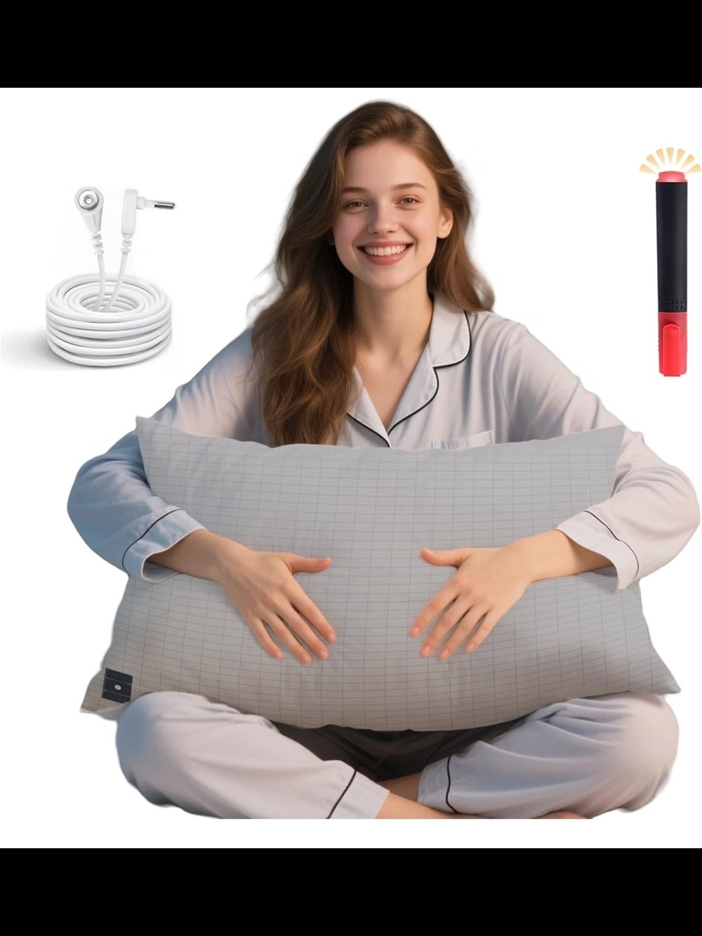 Ali King Grounding Pillowcase, 5% Conductive Silver + 95% Soft Cotton Queen Size